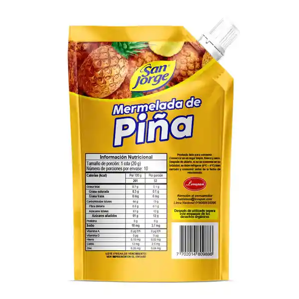 Mermelada Piña San Jorge Doypack x 200gr Dcto. Esp. Limitado