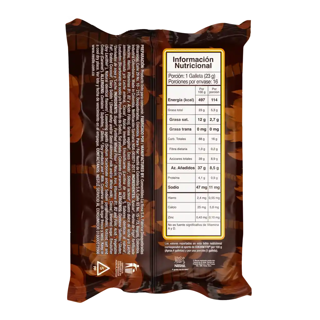 Galletas COCOSETTE Wafer rellenas con crema de coco 8 Unds x 368g