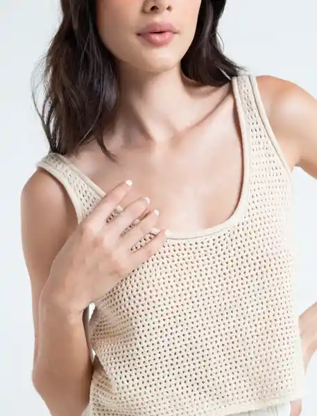  Blusa Tejido Verano Mujer Crudo Pergamino Claro Talla M Naf-Naf 
