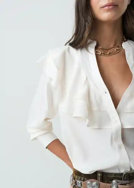 Camisa Tuffi Mujer Crudo Marfil Claro Talla L 512G381 Naf Naf