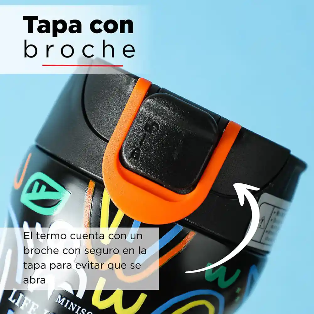 Miniso Termo de Acero Inoxidable Cool Negro 450 mL