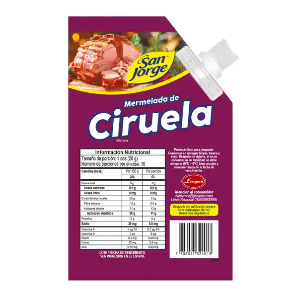 Mermelada Ciruela San Jorge Doypack x 200gr. Edic. Limitada