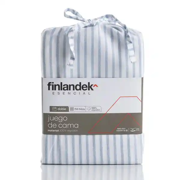 Finlandek Juego de Cama Null Estampado Lineas Azul