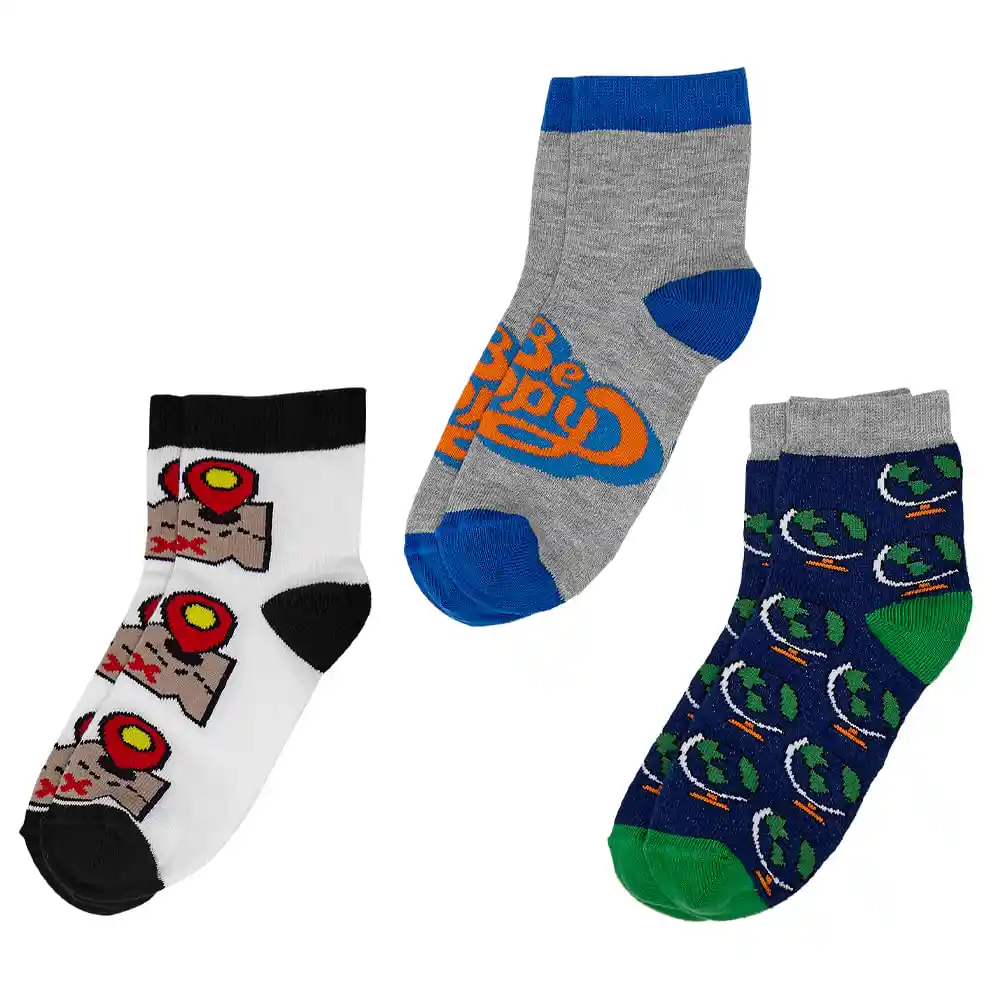 Calcetin Casual Niño X3 (mapamundi) Urb Talla 4-6