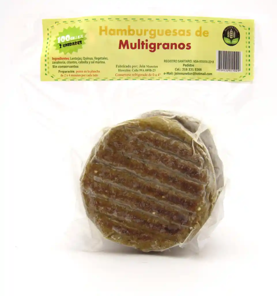 Carne De Hamburguesa Multigranos Justo y Bueno