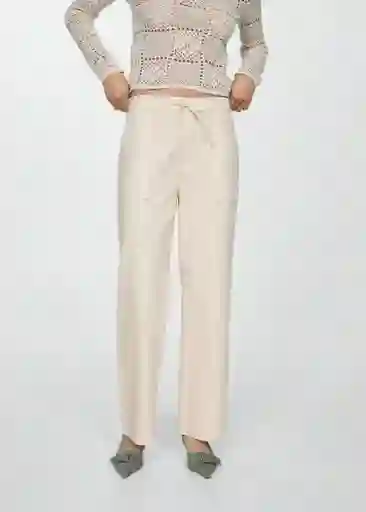 Pantalón Suki Off-White Talla L Mujer Mango