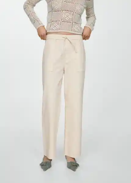 Pantalón Suki Off-White Talla L Mujer Mango