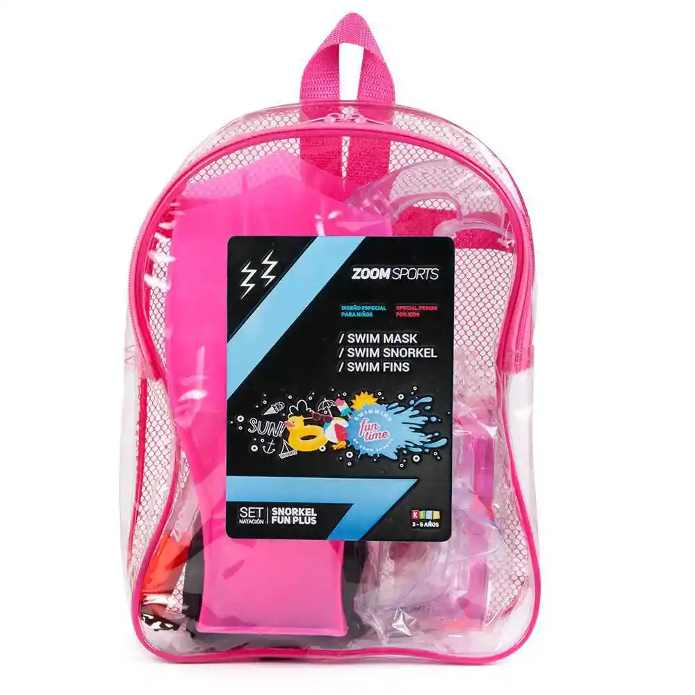 Zoom Sports Set Infantil Natación Snorkel Fun Plus Rosado