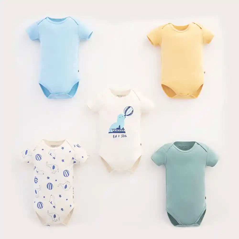 Set de Bodies Manga Corta Bebito Cometa Niño X5 Baby Fresh