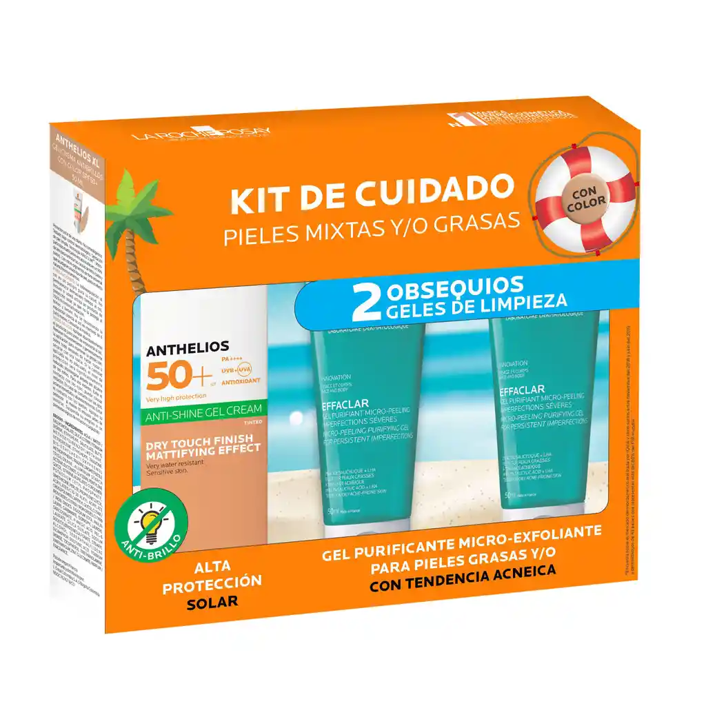 La Roche-Posay Kit Anthelios XL Color Toque Seco + Effaclar Micro-exfolian