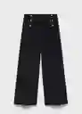 Pantalón Baguette Negro Talla 32 Mujer Mango