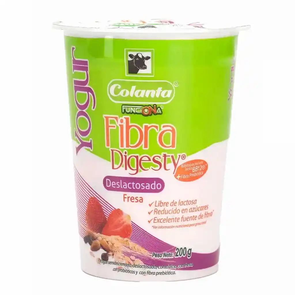 Yogur Fibra Digesty Deslactosado Vaso Fresa X 200 G