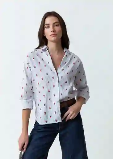 Camisa Eda Mujer Crudo Puro Claro Talla L 419F348 Naf Naf