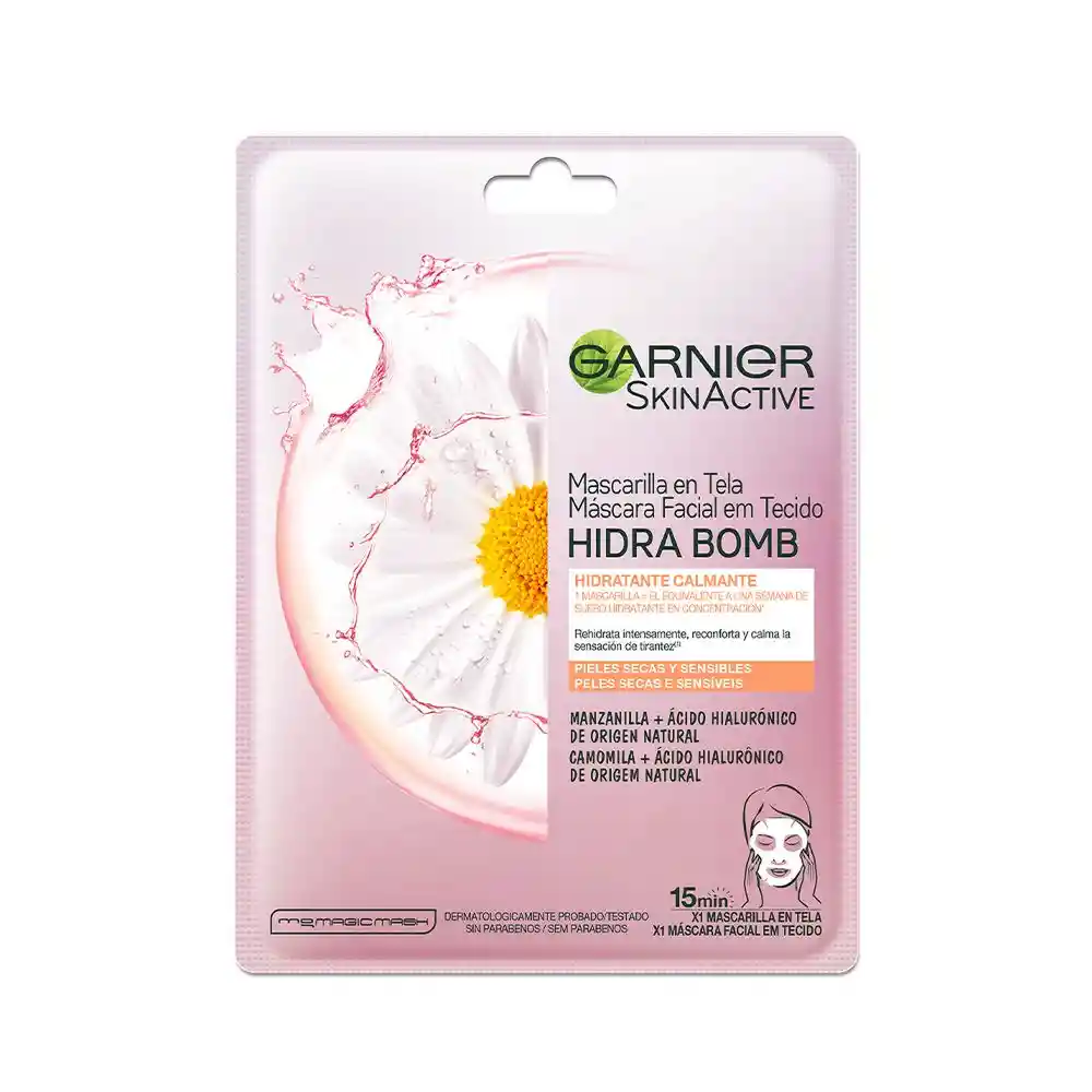 Garnier-Skin Active Mascarilla Facial Hidra Bomb en Tela