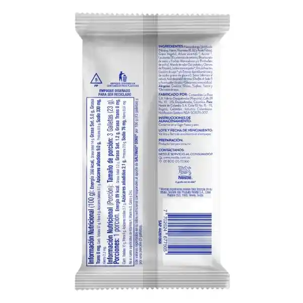 Galletas dulces SALTINAS DORÉ tipo cracker x 23g