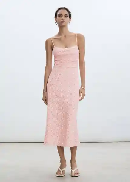 Vestido Gather Rosa Pastel Talla M Mujer Mango