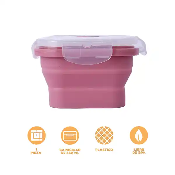 Contenedor  Alimento Plegable Silicona Rojo 550 mL Miniso