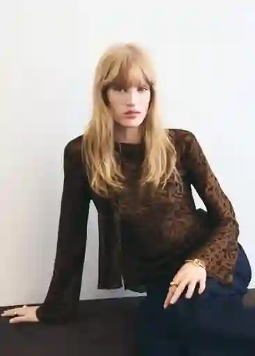 Blusa Valeria Negro Talla S Mujer Mango