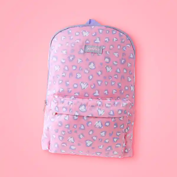 Maleta Básica Estampado Leopardo Rosa y Lila Miniso