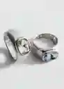 Pack Anillo Ari Plata Talla M Mujer Mango