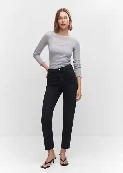 Pantalón Jean New Mom Tejano Negro Talla 34 Mujer Mango