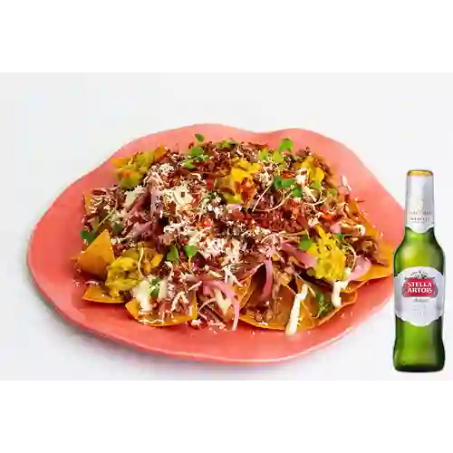 Combo Nachos + Cerveza Stella Artois Bot. 330ml