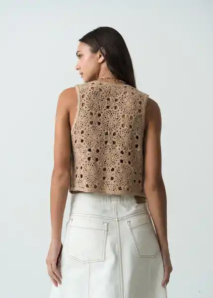 Saco Tejido Mujer Beige Polvillo Medio Talla M 482G091 Naf Naf