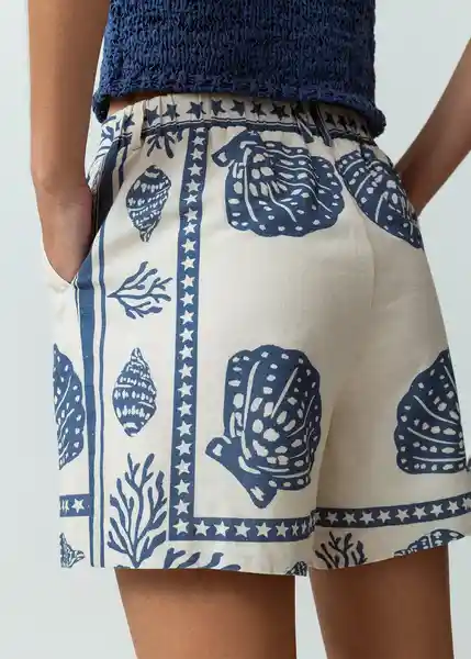 Short Carla Mujer Azul Mezclilla Estampado Talla 8 Naf Naf