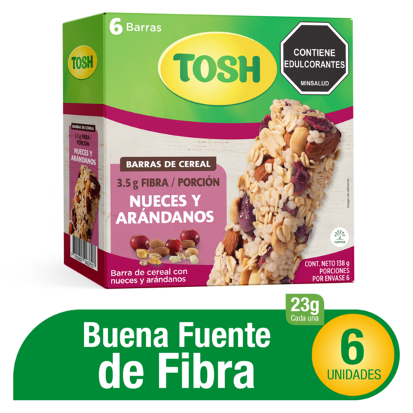 Tosh Barra de Cereal con Arándanos y Nueces 138 g