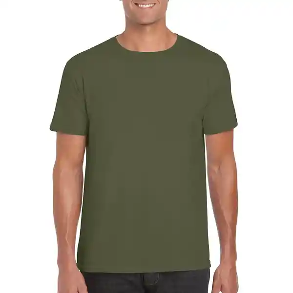 Gildan Camiseta Ring Spun su Adulto Verde Militar Talla L