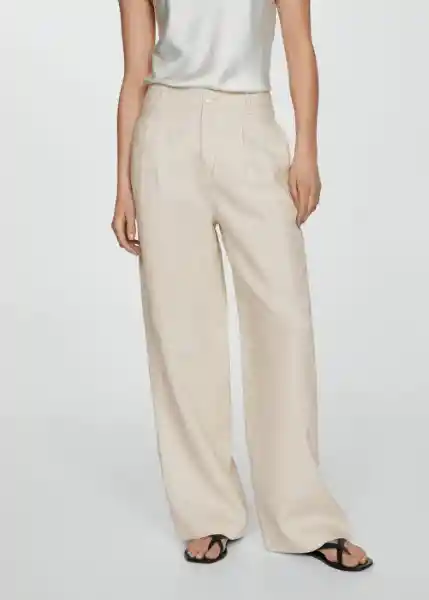 Pantalón Maneli Beige Talla 36 Mujer Mango