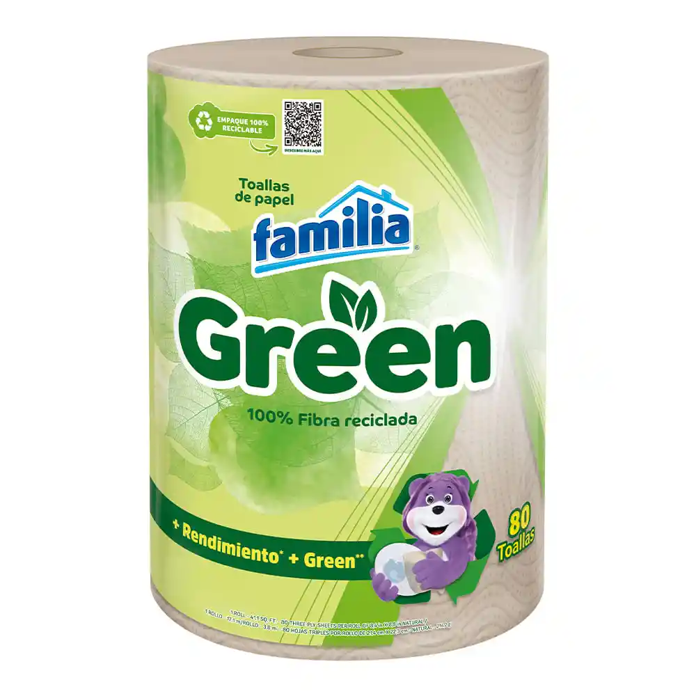 Toalla de Cocina Familia Green 1 Rollo X80 Hojas