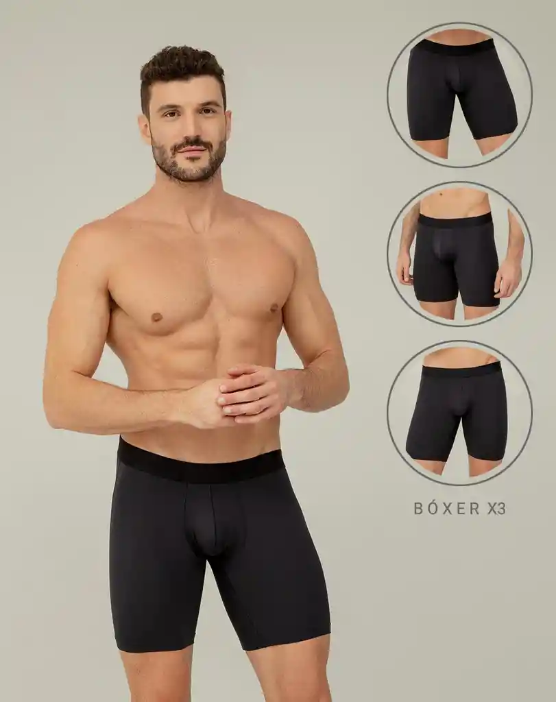 Boxer Largo y Ajustado en Microfibra Masculino Fabe X3 Punto Blanco