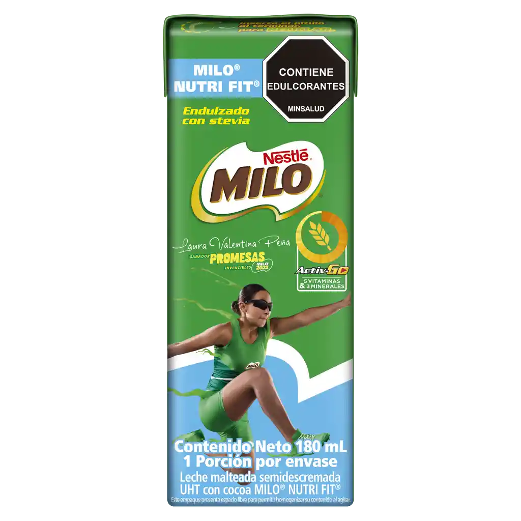 Leche achocolatada con malta MILO NUTRIFIT menos azucares* en cajita x 180ml