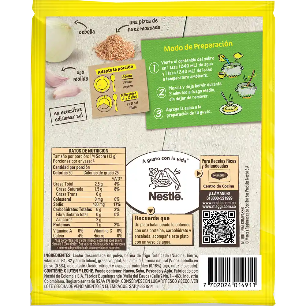 Salsa MAGGI para pasta Bechamel x 50g