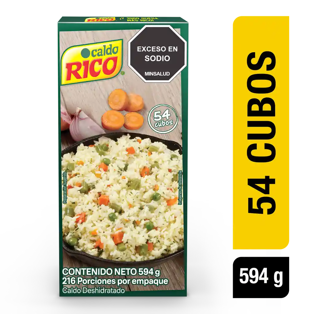 Caldo RICO deshidratado con verduras 54 cubos x 594g