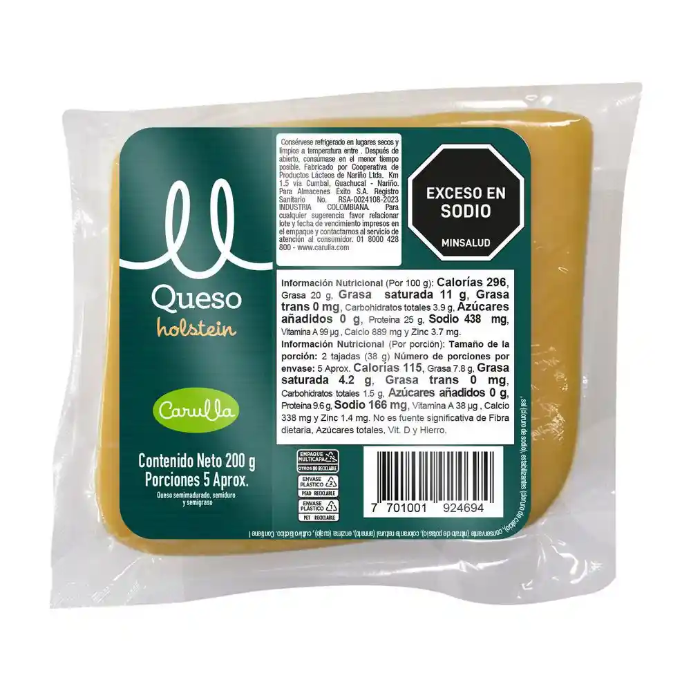 Queso Holstein Tajado Carulla