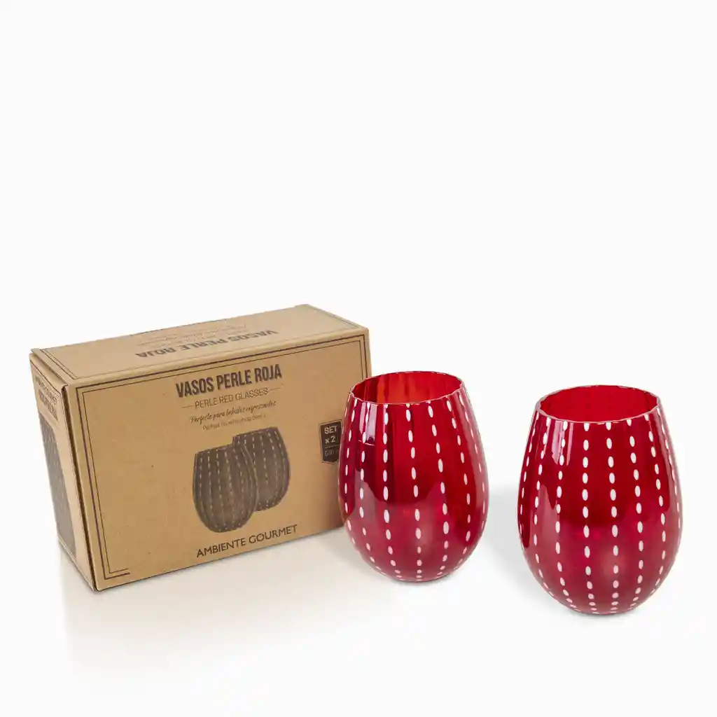 Set Vaso Perlé Rojo 23082 Ambiente Gourmet