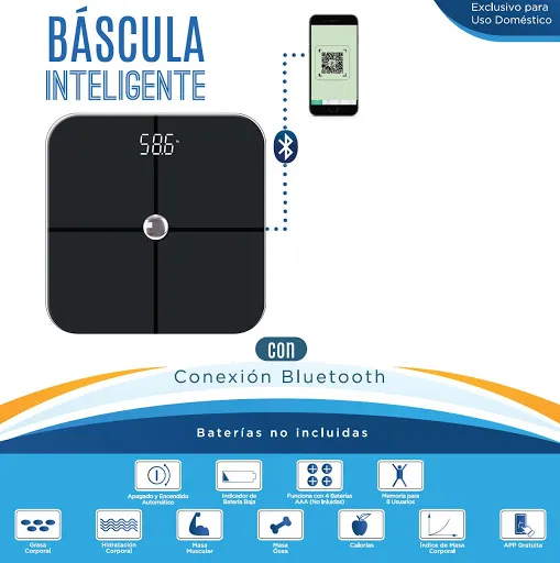 Plus solutions Báscula Inteligente con Conexión Bluetooth