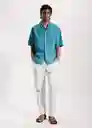 Camisa Malaga Turquesa Talla M Hombre Mango