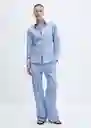 Camisa Seoul Celeste Talla M Mujer Mango