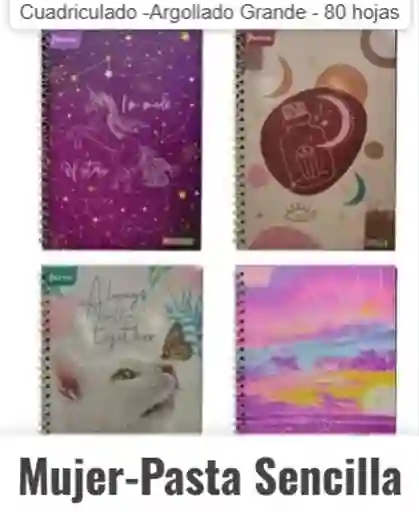 Cuaderno Cuadriculado Argollado Grande Mujer Pasta Sencilla