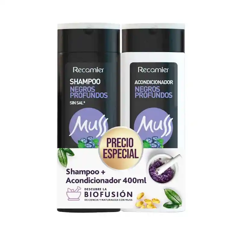 Muss Shampoo Negros Profundos + Acondicionador Negros Profundos