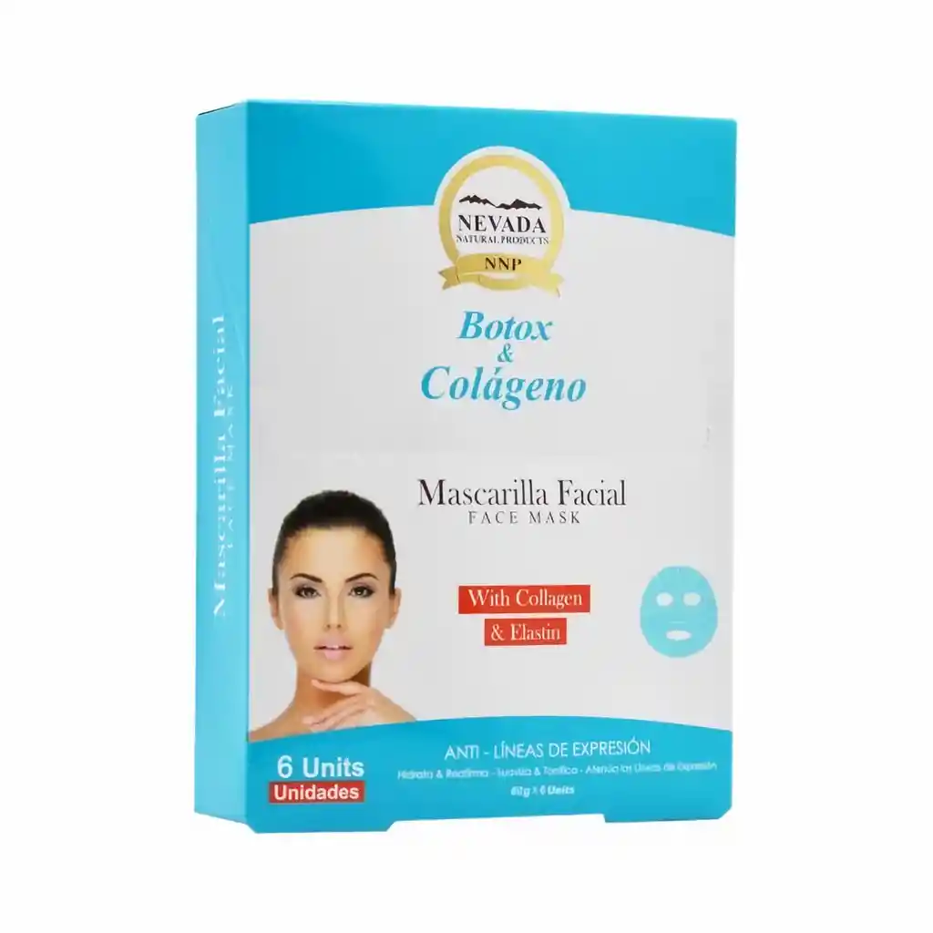 Nevada Mascarilla Facial Botulina Y Colageno 6 Unds X 60 G