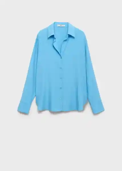 Camisa Lima Azul Talla M Mujer Mango