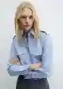 Camisa Mateos Azul Talla L Mujer Mango