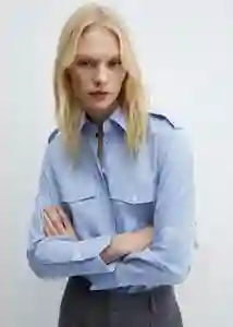 Camisa Mateos Azul Talla L Mujer Mango