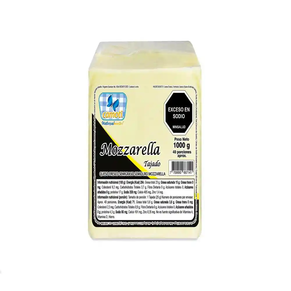 Queso Mozzarella Tajado Camoti Queso Tajado (2500 Gr)