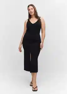 Falda Midrom Negro Talla 24 Mujer Mango