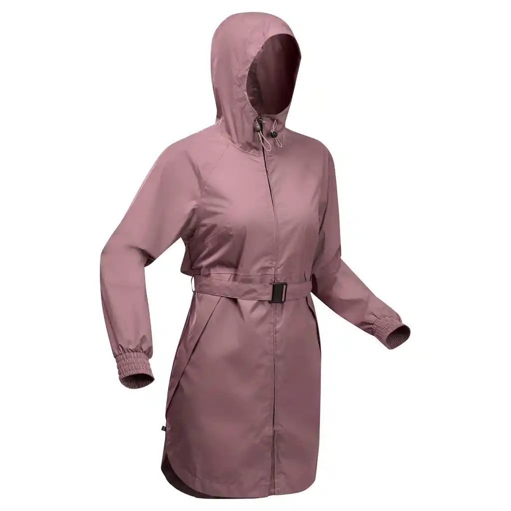 Chaqueta Impermeable Para Senderismo y Trekking Mujer Tipo Gaban Quechua Caqui